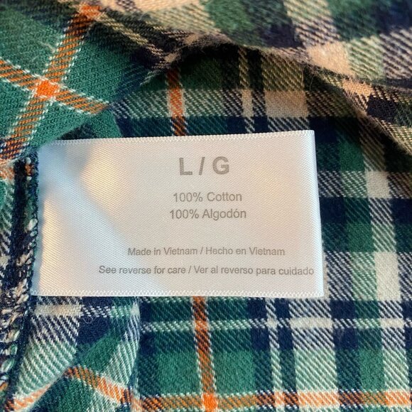 Eddie Bauer Button Down Flannel Men's Plaid Long Sleeve Green White Blue 307263 - Picture 4 of 8